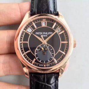 Patek Philippe Annual Calendar 5205R-010 Rose Gold Black Leather Strap