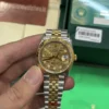 Rolex Datejust 36 Two Tone Yellow Gold Palm Motif Dial Diamond Hour Markers Super Clone