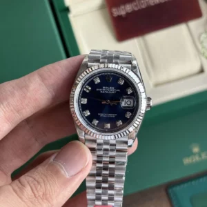Rolex Datejust 36mm Blue Dial Diamond Hour Markers Super Fake With Clone 3235 Movement